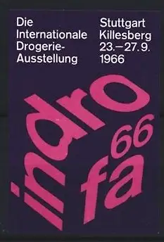Reklamemarke Stuttgart, Internationale Drogerie-Ausstellung 1966, Indrofa-Logo