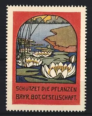 Reklamemarke Bayr. Bot. Gesellschaft, Seerosen