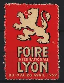 Reklamemarke Lyon, Foire Internationale 1952, Löwe