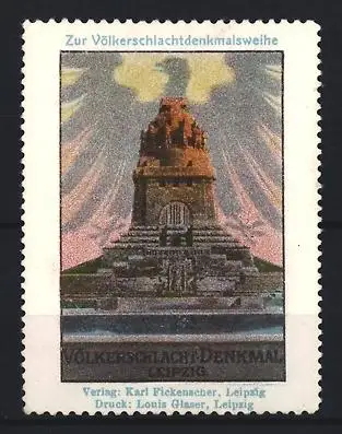 Reklamemarke Leipzig, Völkerschlacht-Denkmal, Monument mit Strahlenhimmel