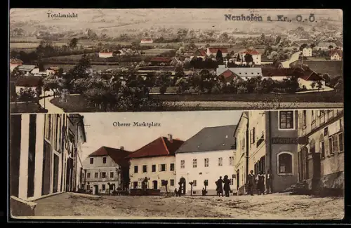 AK Neuhofen a. Kr., Totalansicht und Oberer Marktplatz