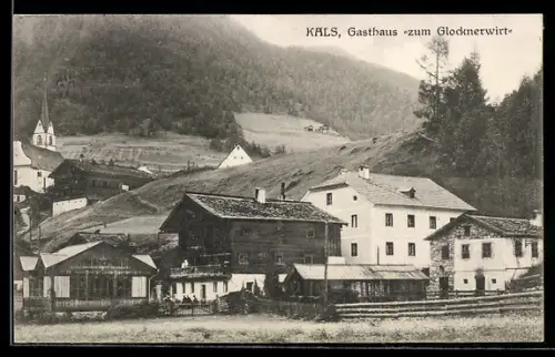 AK Kals /Tirol, Gasthaus zum Glocknerwirt, Kirche