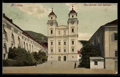 AK Mondsee, Pfarrkirche und Schloss