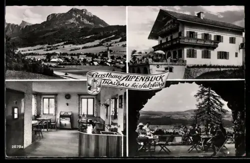 AK Thalgau bei Salzburg, Gasthaus Alpenblick, Panorama-Terrasse, Innenraum