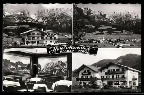 AK Ellmau /Tirol, Hotel Alpenhof, Aussenansichten, Speisesaal, Gesamtansicht