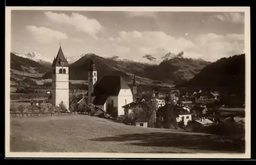AK Kitzbühel, Teilansicht mit Kirche gegen Süden