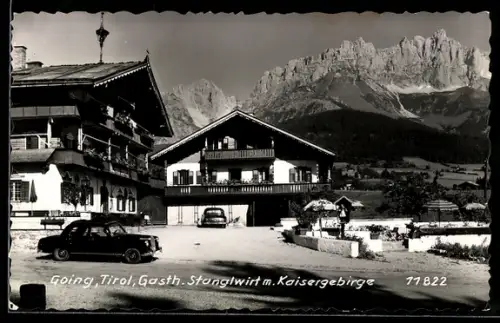 AK Going, Gasthof Stanglwirt mit Kaisergebirge