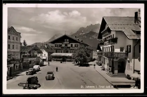 AK St. Johann i. Tirol, Strassenpartie, Strassenpartie mit Gasthof zur Post