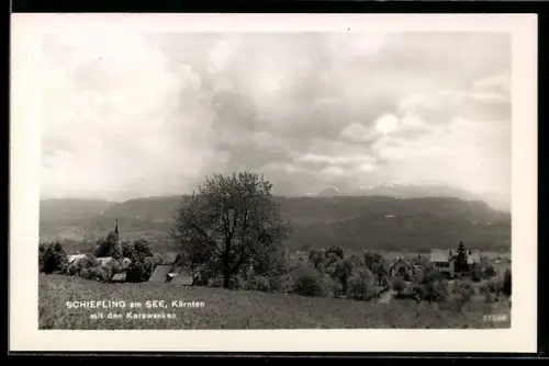 AK Schiefling am See, Panorama mit den Karawanken