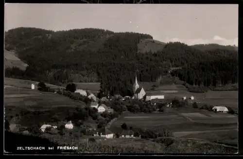AK Friesach, Zeltschach, Teilansicht mit Kirche