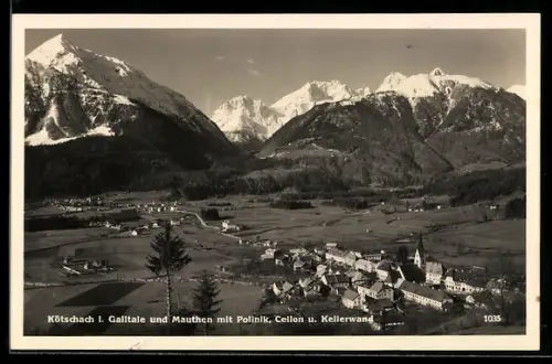 AK Kötschach i. Gailtal, Teilansicht mit Mauthen, Polinik, Cellon und Kellerwand