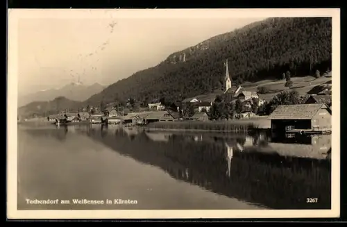 AK Techendorf am Weissensee, Uferpartie mit Kirche