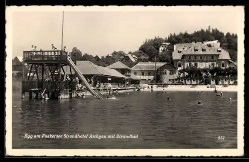 AK Egg am Faakersee, Strandhotel Aschgan mit Strandbad