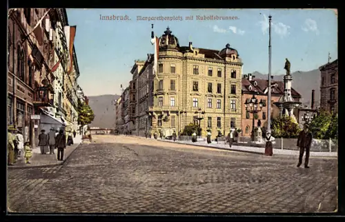 AK Innsbruck, Margarethenplatz mit Rudolfsbrunnen