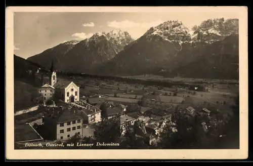 AK Dölsach, Ortsansicht mit Umland und Lienzer Dolomiten