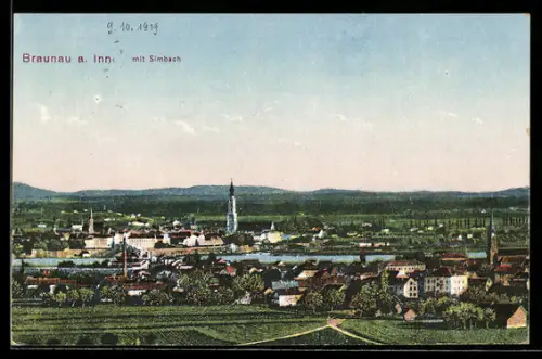 AK Braunau a. Inn, Teilansicht mit Simbach