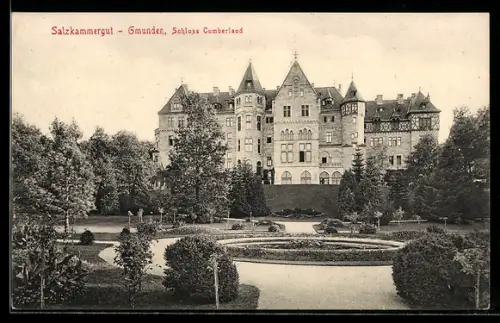 AK Gmunden /Salzkammergut, Schloss Cumberland mit Anlagen