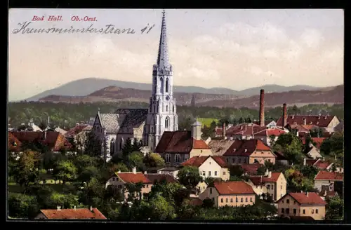 AK Bad Hall, Ortsansicht mit Kirche