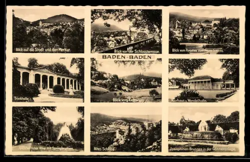 AK Baden-Baden, Kurhaus und Wandelhalle, Trinkhalle, Altes Schloss