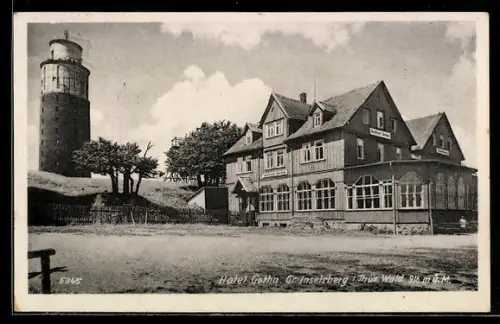 AK Gr. Inselsberg i. Thür. Wald, Hotel Gotha mit Aussichtsturm