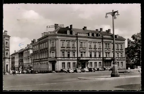 AK Hof an der Saale, Kaiserhof Hotel, Bahnhofsplatz