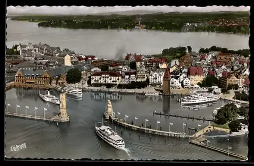 AK Lindau im Bodensee, Teilansicht mit Hafen