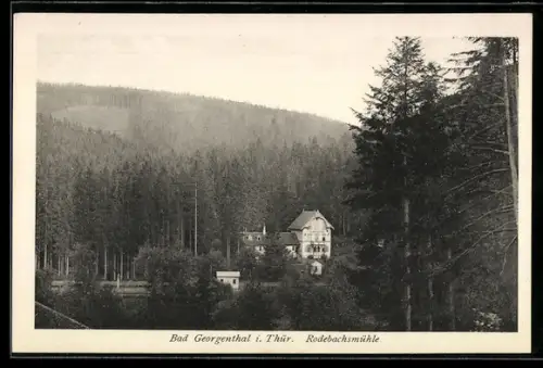 AK Bad Georgenthal i. Thür., Rodebachsmühle am Wald