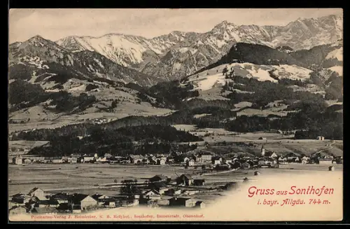 AK Sonthofen i. bayr. Allgäu, Panoramaansicht des Ortes