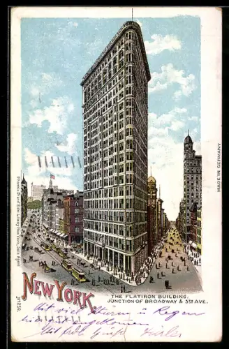 Lithographie New York, NY, The Flatiron Building, Junction of Broadway & 5th Ave