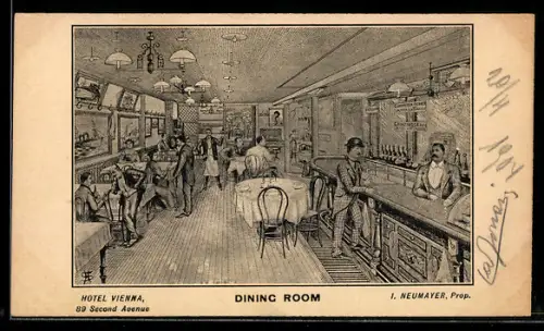 Künstler-AK New York, NY, Hotel Vienna, Dining Room