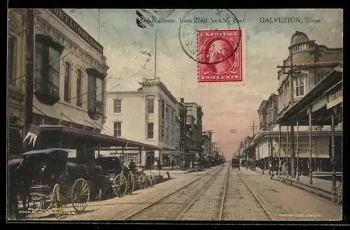 AK Galveston, TX, Market Street, from 22nd., looking East