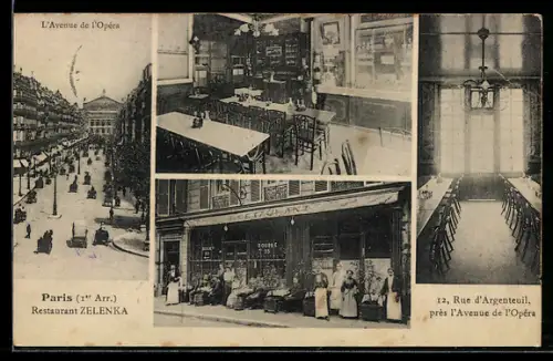 AK Paris, L`Avenue de l`Opéra, Restaurant Zelenka, 12 Rue d`Argenteuil