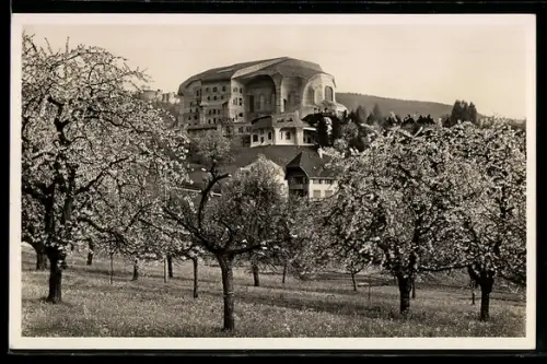 AK Dornach, Gebäude des Goetheanum im Frühling, Freie Hochschule f. Geisteswissenschaft