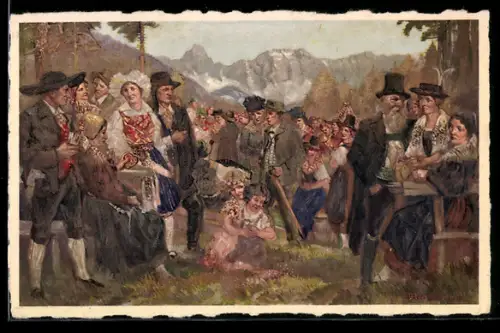 AK Menschen in Trachten aus Kärnten beim Trachtenfest