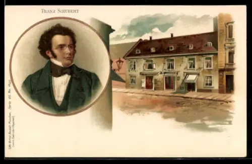 AK Porträt und Geburtshaus Franz Schubert