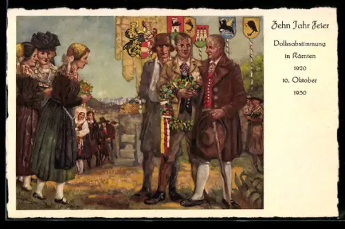 AK Klagenfurt, Zehn Jahr Feier Volksabstimmung in Kärnten am 10. Oktober 1930, Festumzug, Wappen