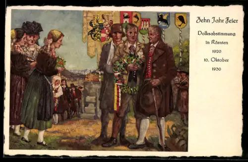 AK Klagenfurt, Zehn Jahr Feier Volksabstimmung in Kärnten am 10. Oktober 1930, Festumzug, Wappen