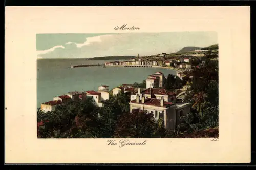 AK Menton, Vue générale avec la mer