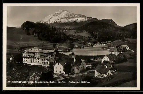 AK Wienerbruck a. d. Mariazellerbahn, Ortsansicht mit dem Oetscher