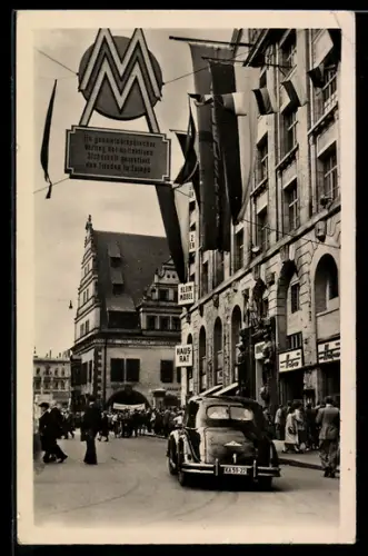 AK Leipzig, Messehaus Handelshof, Grimmaische Strasse