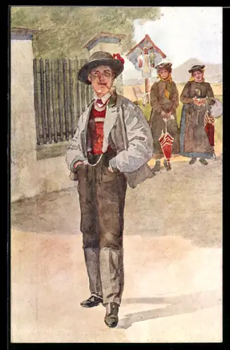 Künstler-AK Österr.-Ungar. Volkstypen, Mann in Kärntner Tracht