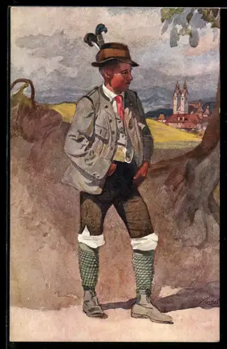 Künstler-AK Kärntner aus dem Glantal in Tracht