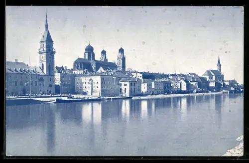 AK Passau, Stadtansicht mit Dom und Donau