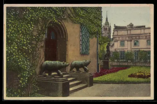 Künstler-AK Dessau, Im Schlosshof
