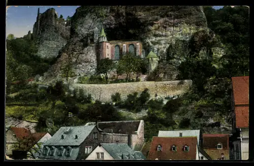 AK Oberstein a. Nahe, Schloss und Felsenkirche