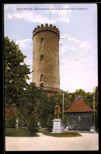 AK Bielefeld, Sparrenburg-Turm, Kurfürsten-Denkmal
