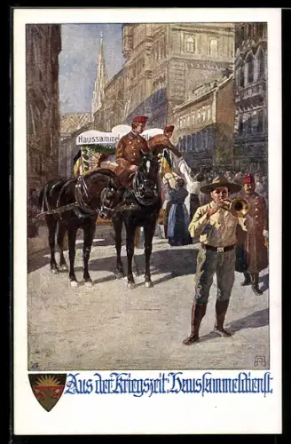 AK Deutscher Schulverein Nr. 843: Aus der Kriegszeit, Haussammeldienst