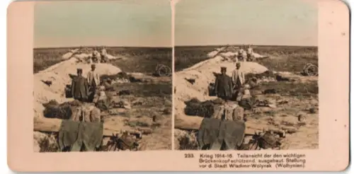 Stereo-Fotografie M. Rohmer, Leipzig-Gohlis, Krieg 1914-15, Stellung am Brückenkopf vor der Stadt Wladimir-Wolynsk