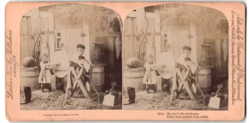 Stereo-Fotografie Littleton View Co., Littleton, He don`t like his pants