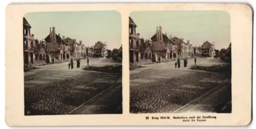 Stereo-Fotografie M. Rohmer, Leipzig-Gohlis, Krieg 1914-15, Neidenburg nach der Zerstörung durch russische Truppen